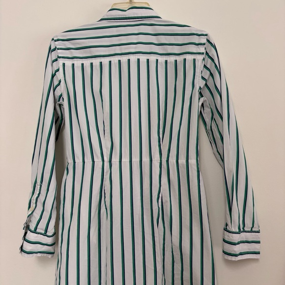 SALE Universal Thread Cotton Striped Buttoned Shirt Midi Dress Small White Green - Picture 5 of 9